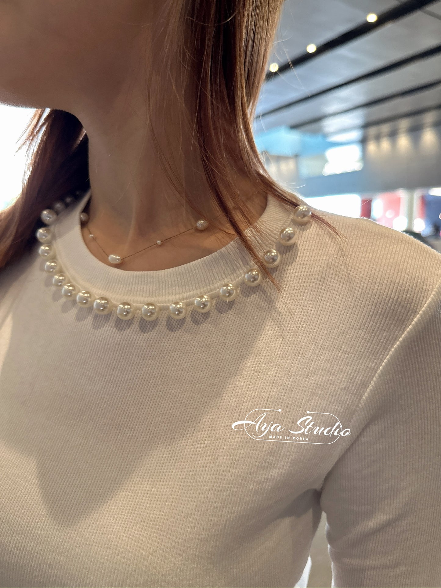 Pearl Neck Top