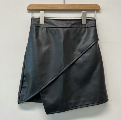 Asymmetrical Leather Skirt