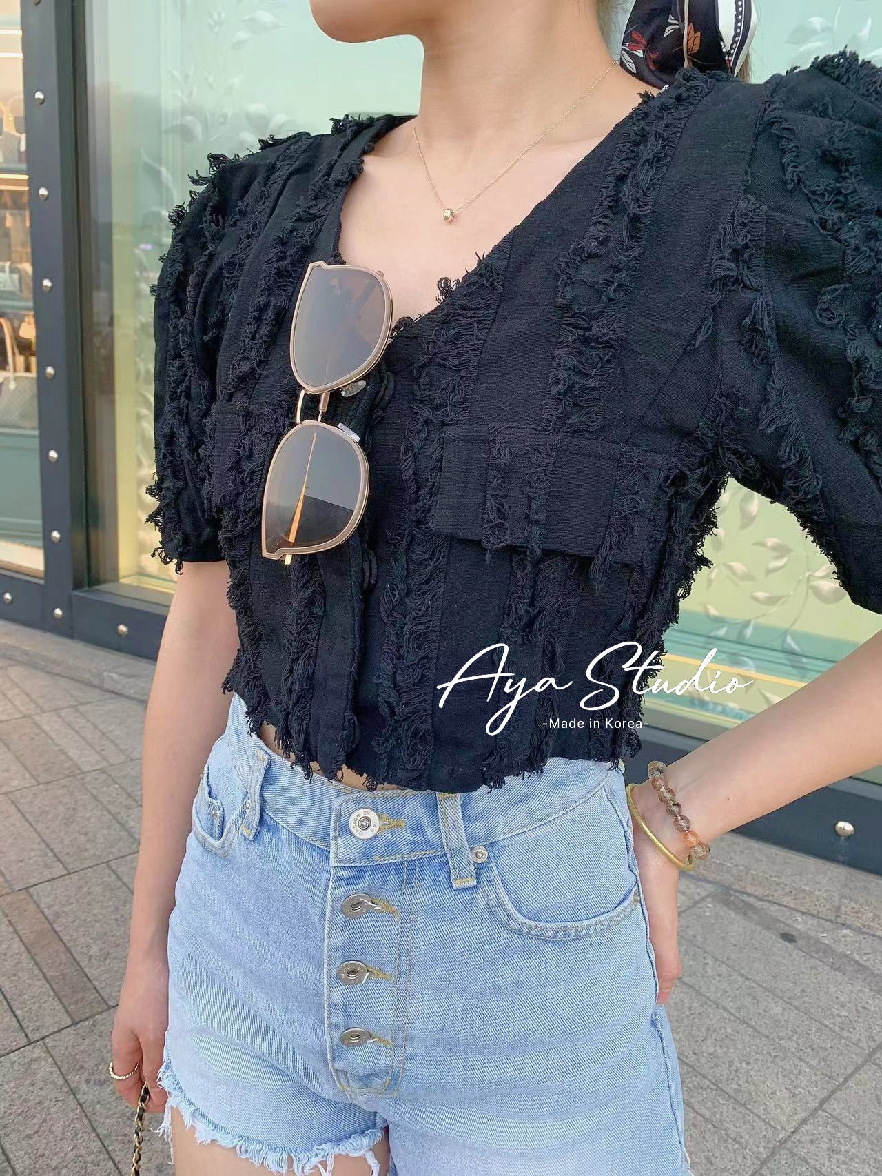 Cropped Fringed Top