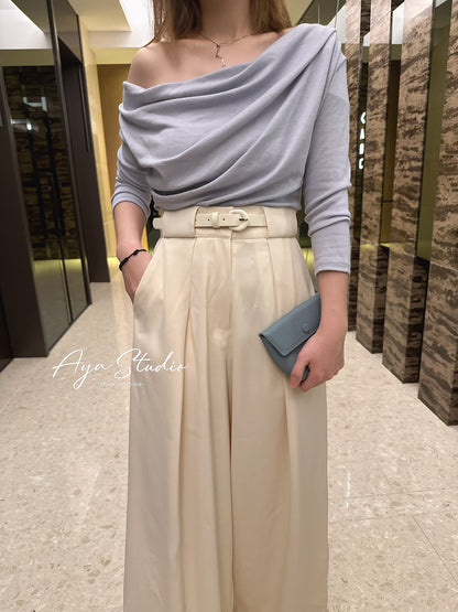 Wide Pintuck Pants with Belt