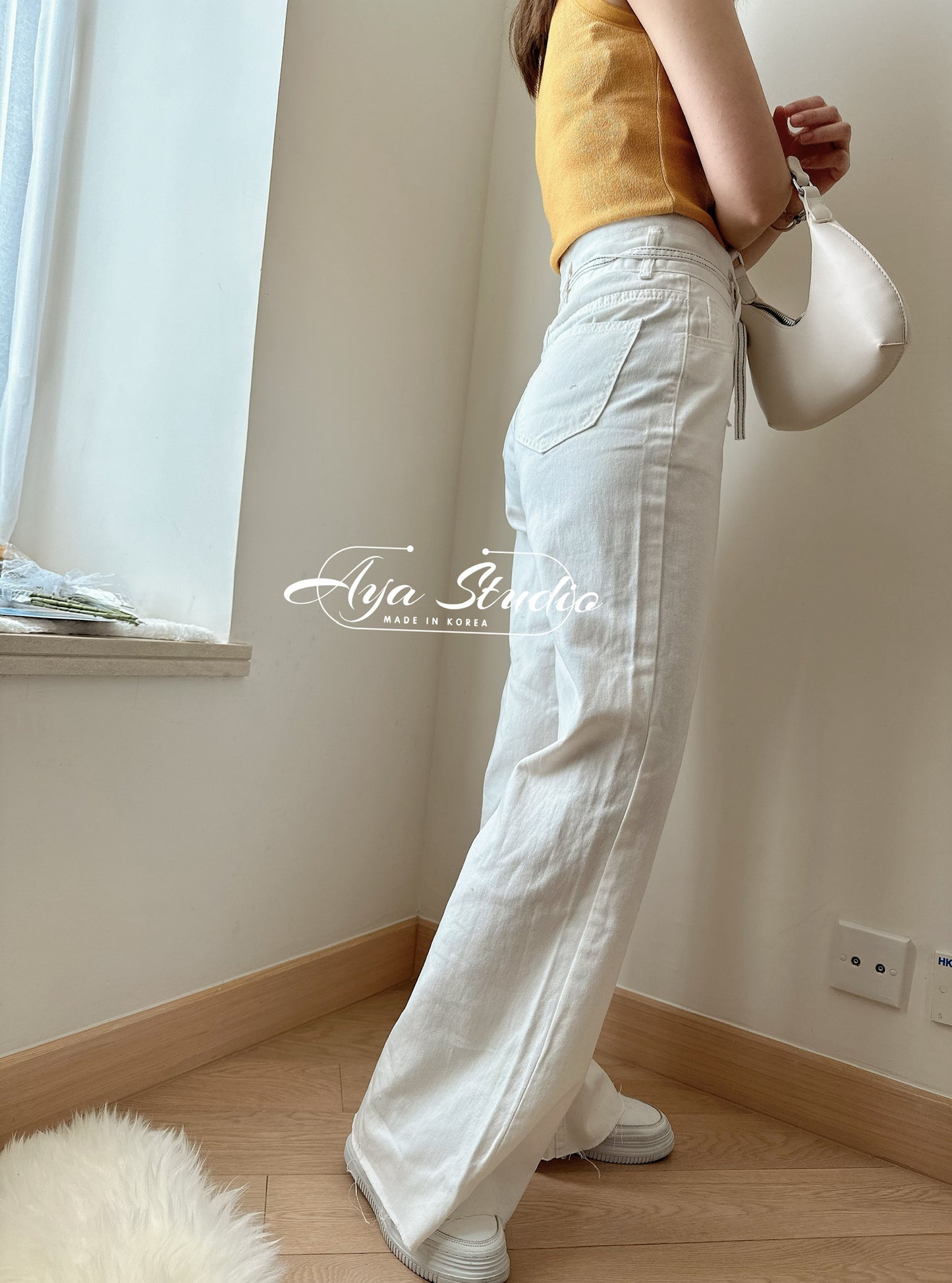 Drawstring Wide Leg Denim Pants