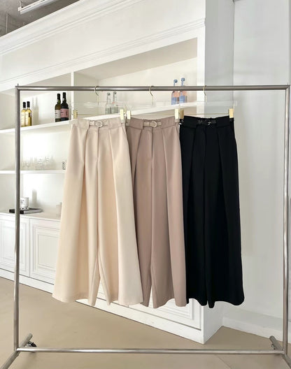 Wide Pintuck Pants with Belt