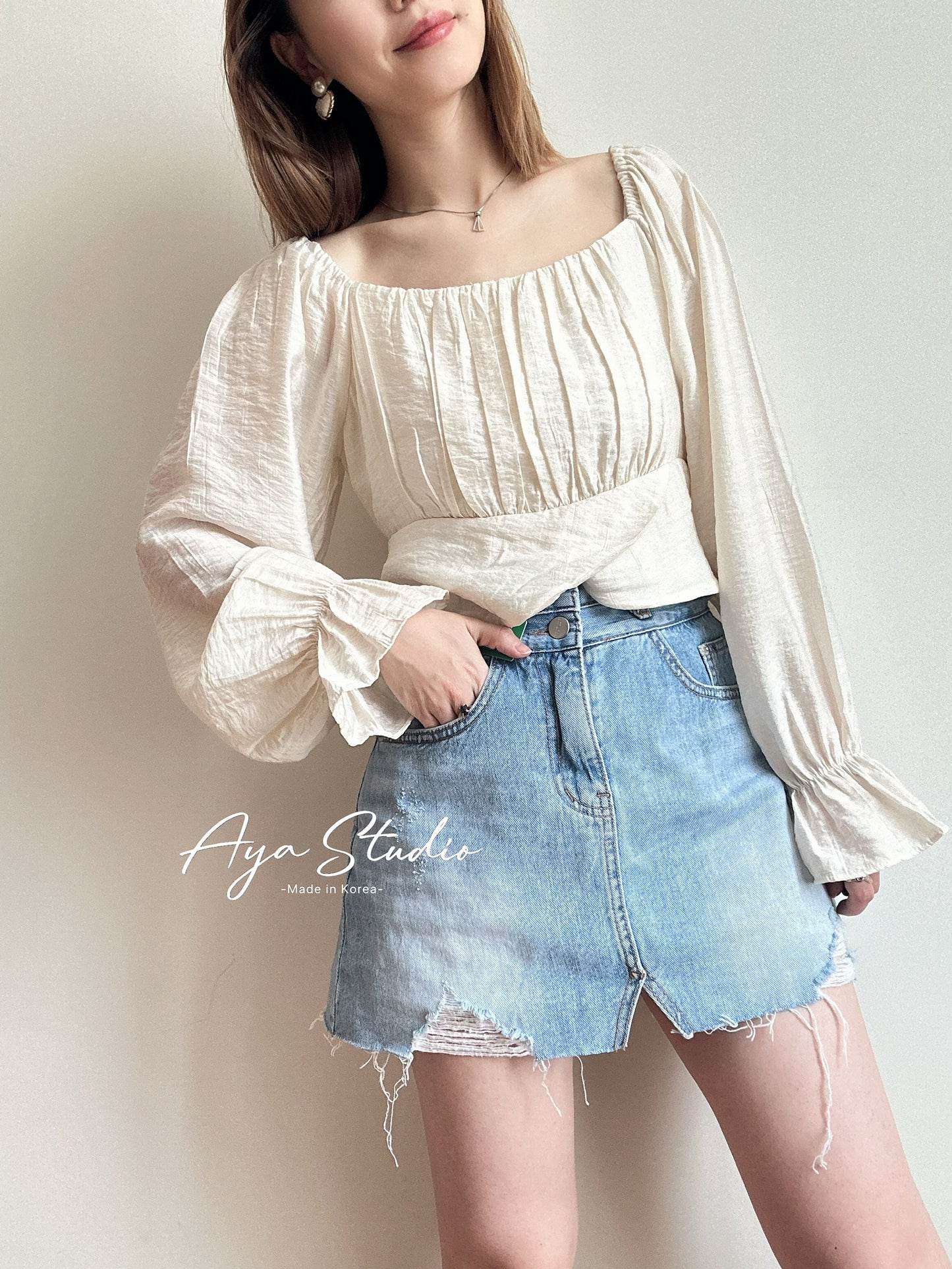 Double Button Denim Skort