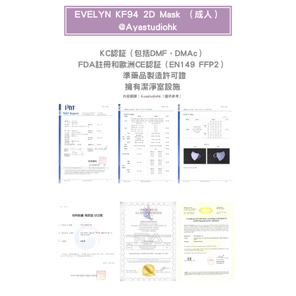 🇰🇷韓國口罩｜Evelyn KF94 2D Mask（成人）朴敍俊OPPA代言