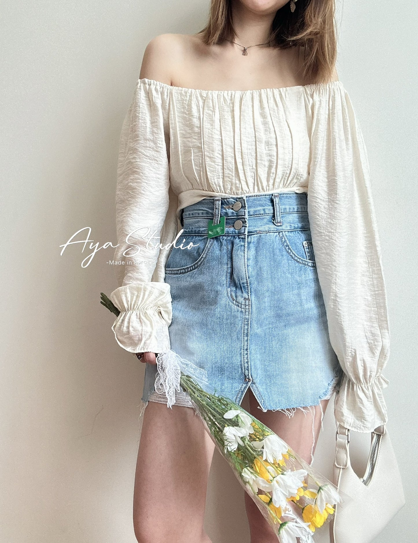 Double Button Denim Skort